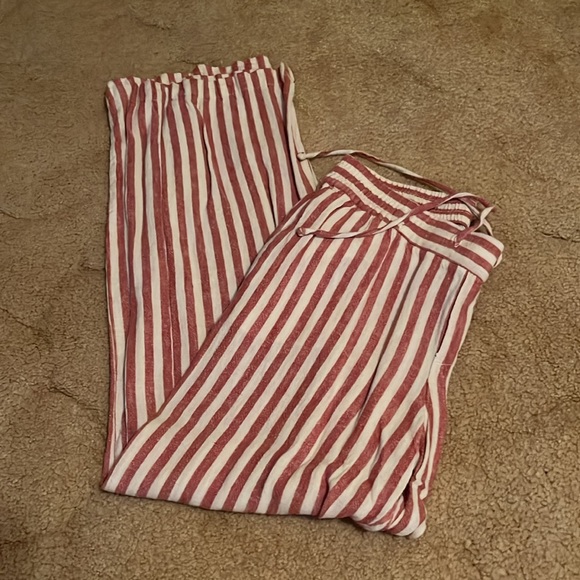 Old Navy size extra small white and red striped wide leg pants - Picture 2 of 7